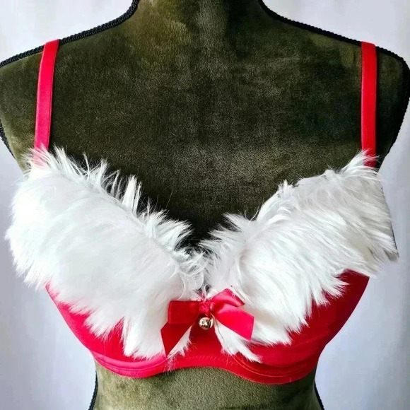 😍 NWT 😍 Adore Me Claussa Push Up Bra w/ Free Panty, Red/White, Size 32DDD - Picture 3 of 16